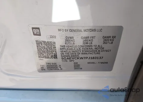 2023 Buick Enclave Avenir Awd из США, поврежденный, VIN 5GAEVCKW7PJ183137